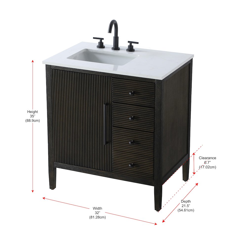 32 inch Single Bathroom Vanity in Chocolate Oak. Picture 13