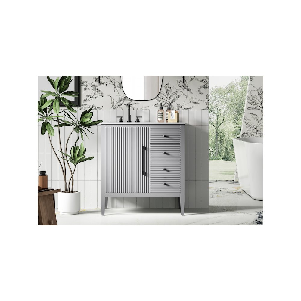 32 inch Single Bathroom Vanity in Grey. Picture 2