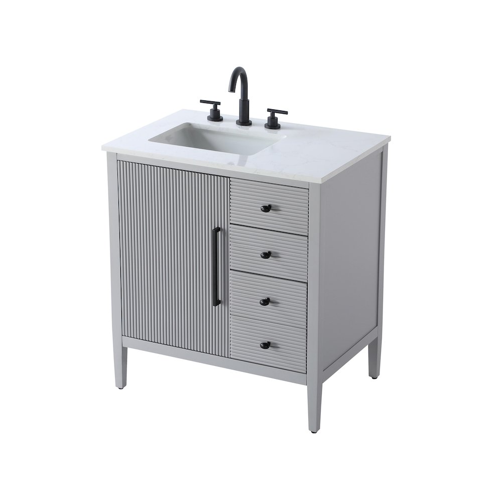 32 inch Single Bathroom Vanity in Grey. Picture 6