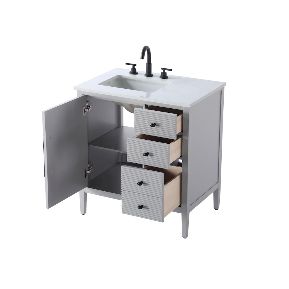 32 inch Single Bathroom Vanity in Grey. Picture 7