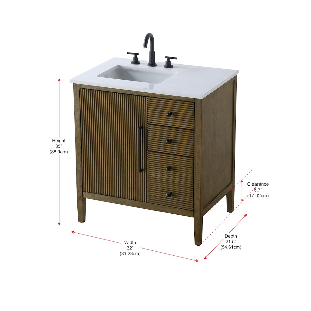 32 inch Single Bathroom Vanity in Hazel Oak. Picture 13