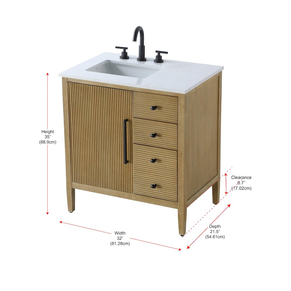32 inch Single Bathroom Vanity in Linen Oak. Picture 13