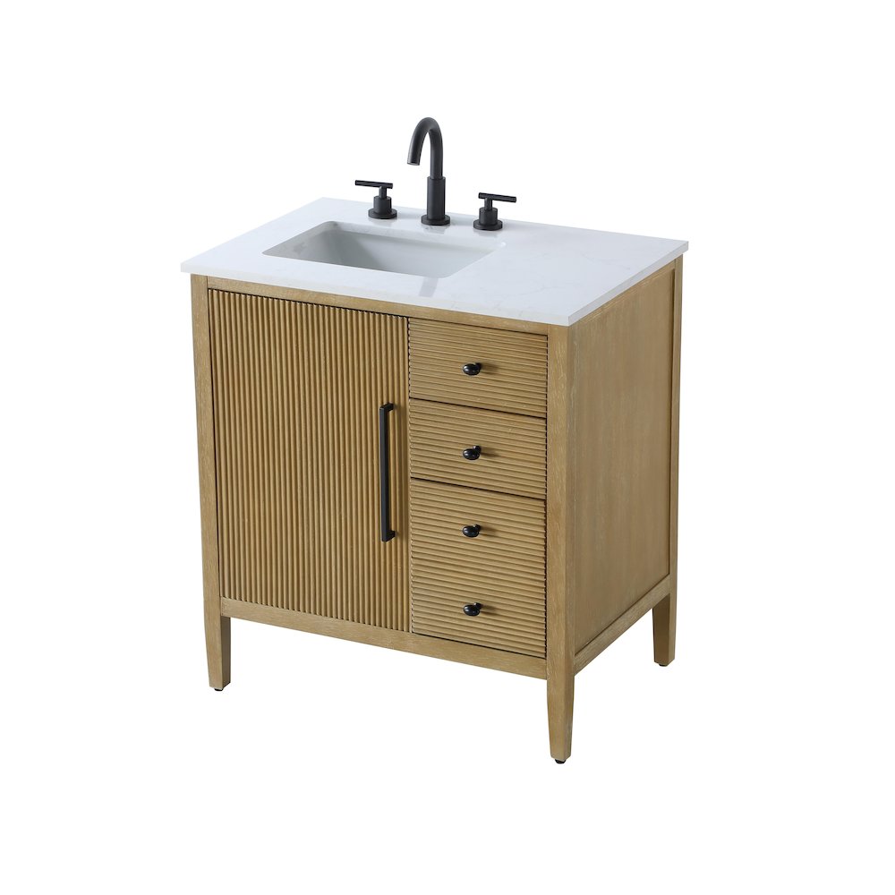 32 inch Single Bathroom Vanity in Linen Oak. Picture 6