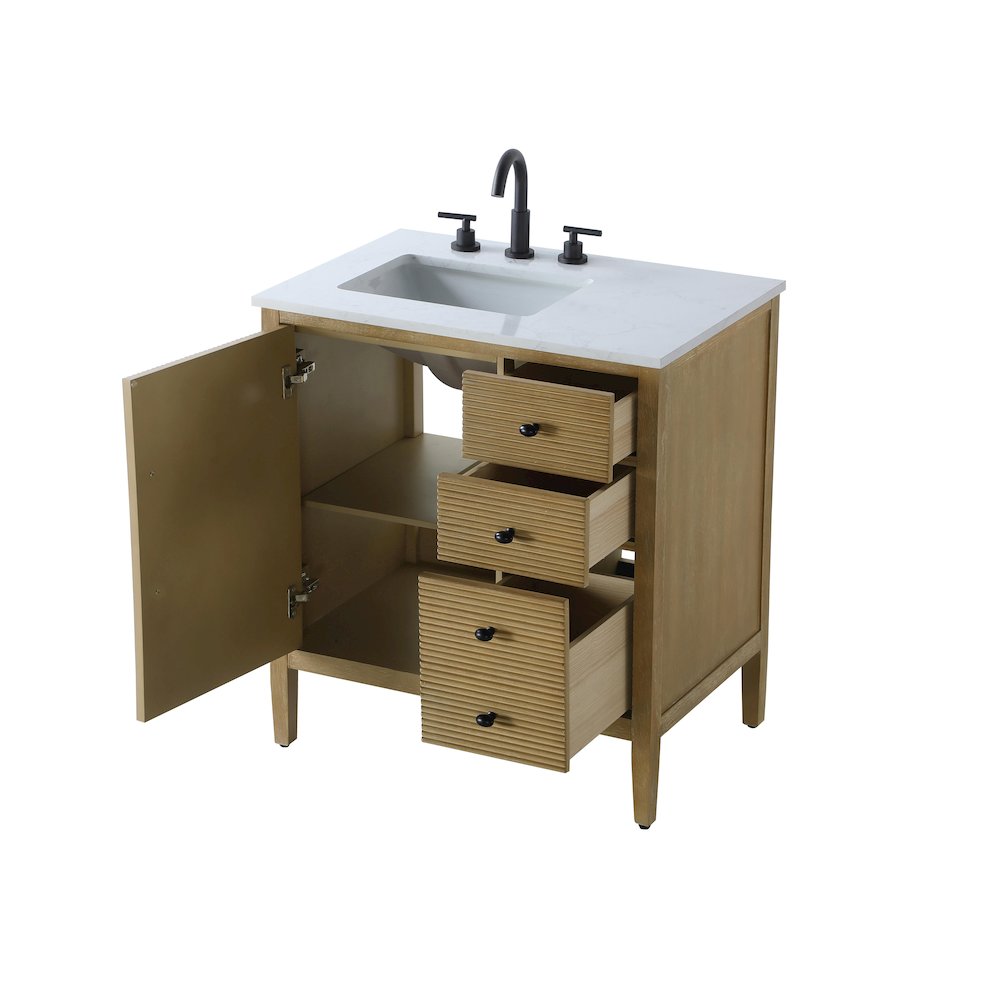 32 inch Single Bathroom Vanity in Linen Oak. Picture 7