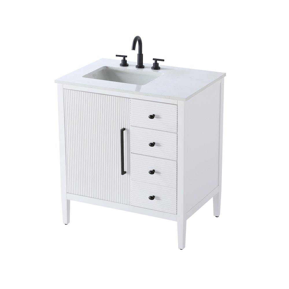 32 inch Single Bathroom Vanity in White. Picture 6