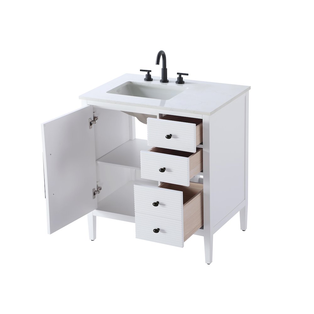 32 inch Single Bathroom Vanity in White. Picture 7