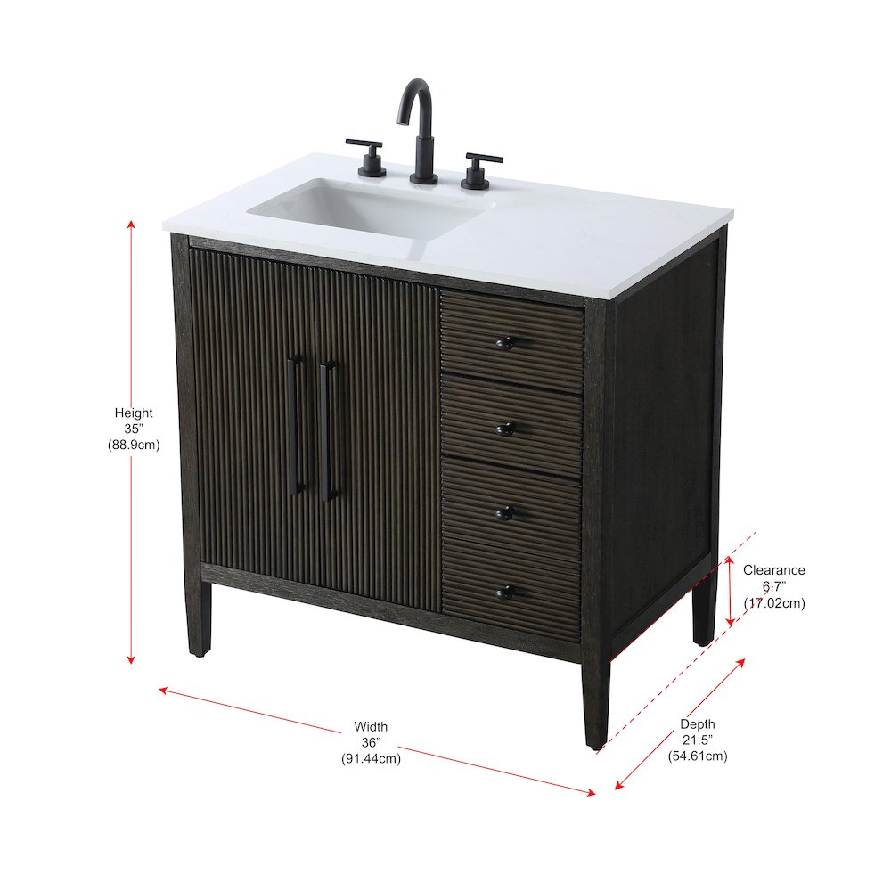 36 inch Single Bathroom Vanity in Chocolate Oak. Picture 13