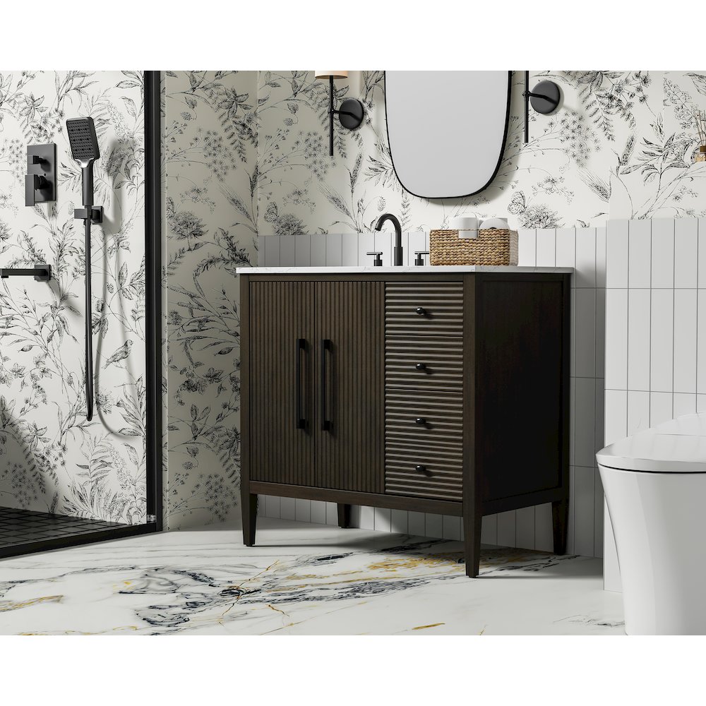 36 inch Single Bathroom Vanity in Chocolate Oak. Picture 3