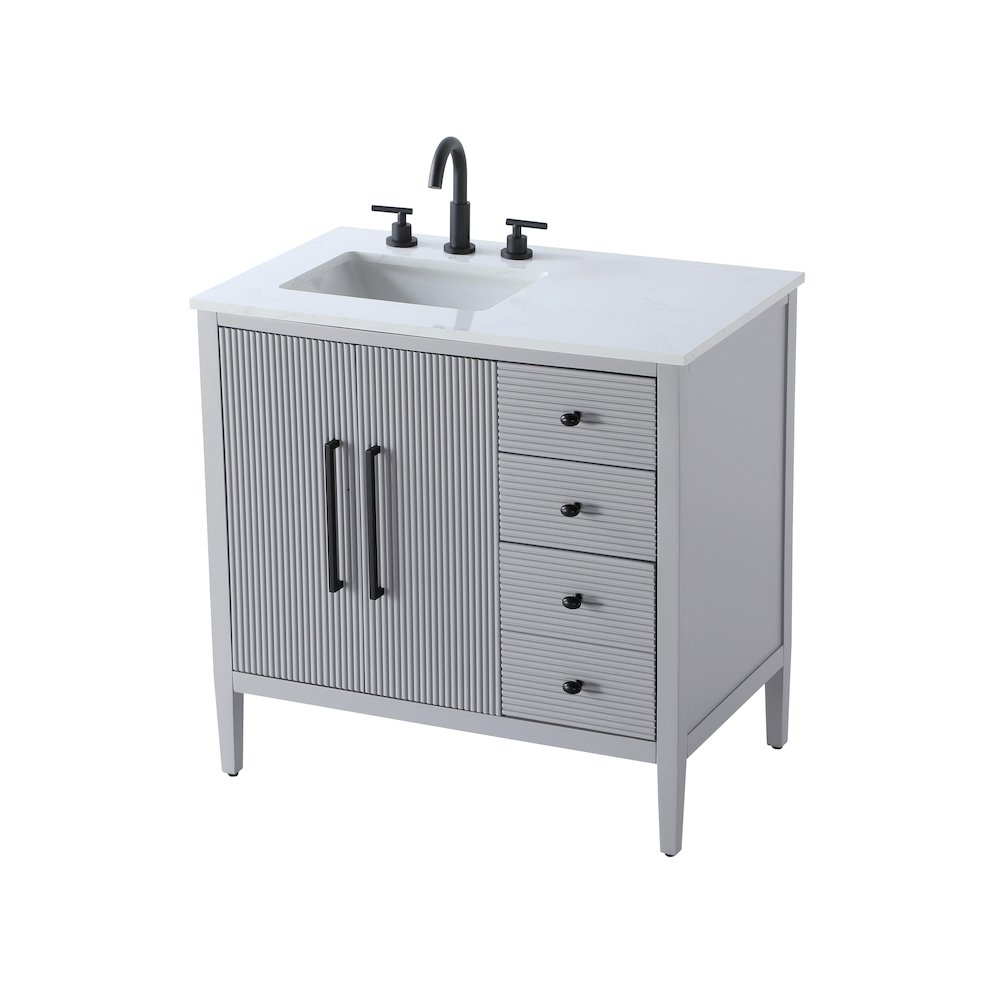 36 inch Single Bathroom Vanity in Grey. Picture 6