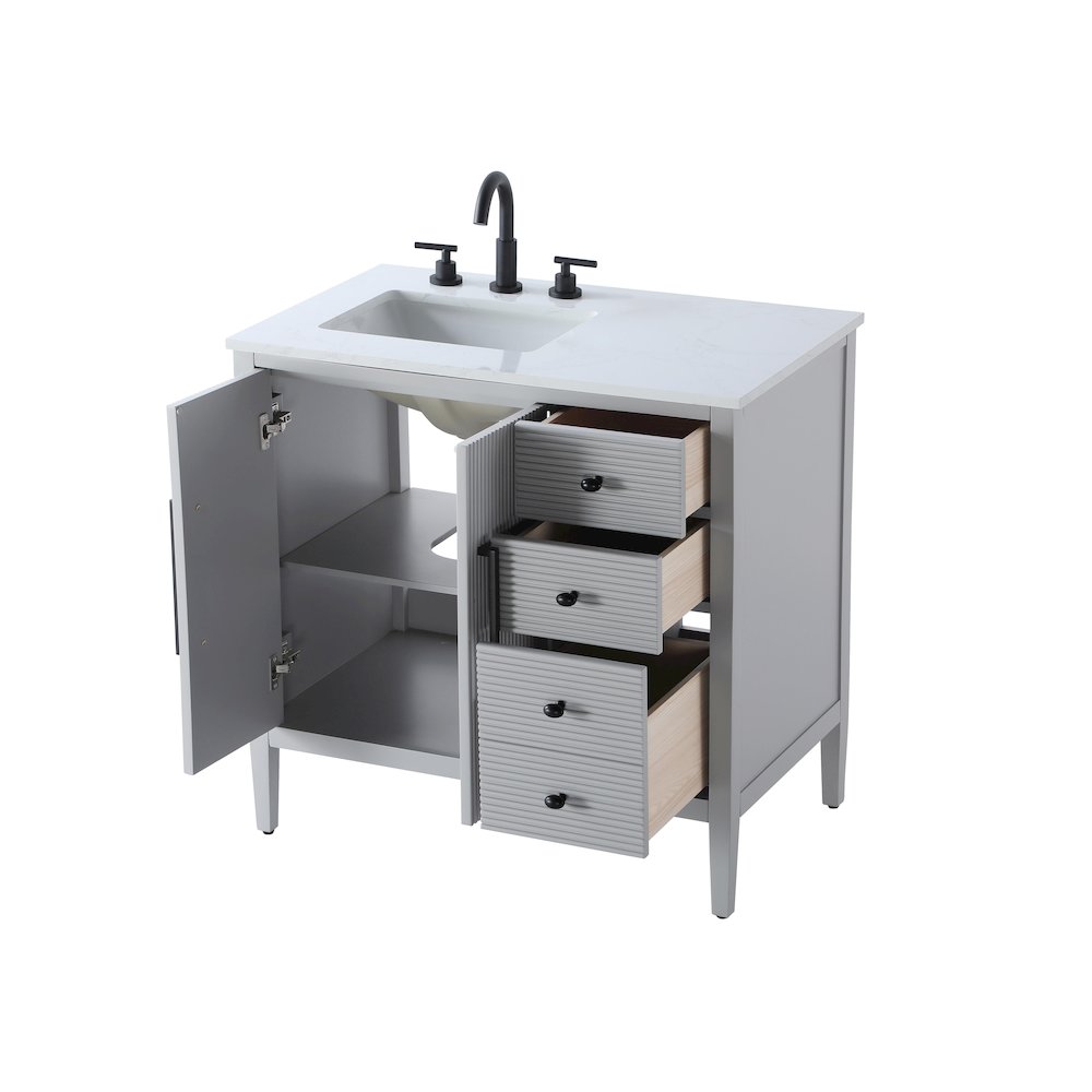 36 inch Single Bathroom Vanity in Grey. Picture 7