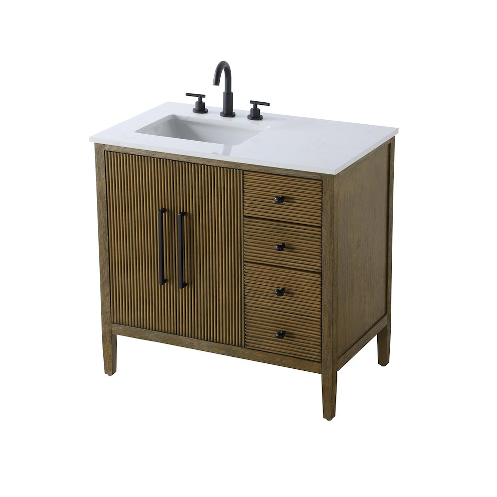 36 inch Single Bathroom Vanity in Hazel Oak. Picture 6