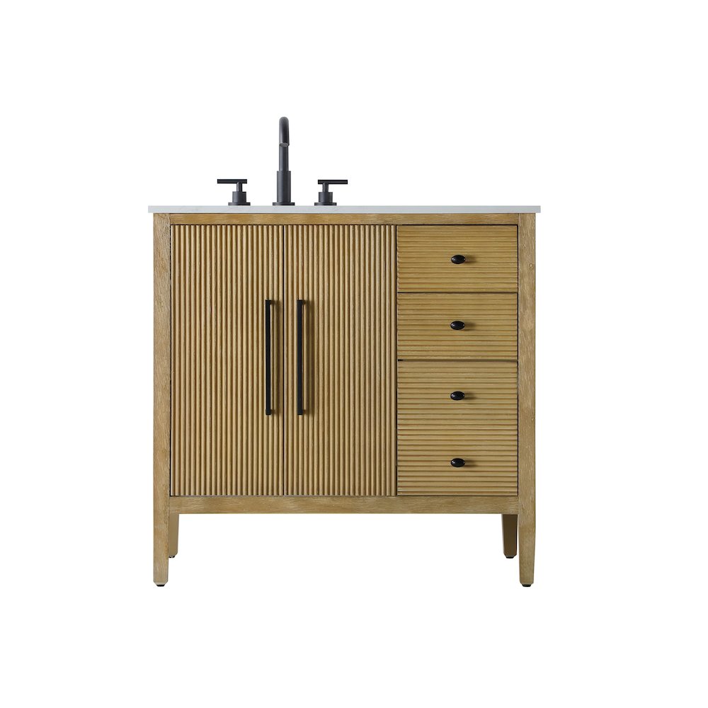 36 inch Single Bathroom Vanity in Linen Oak. Picture 1