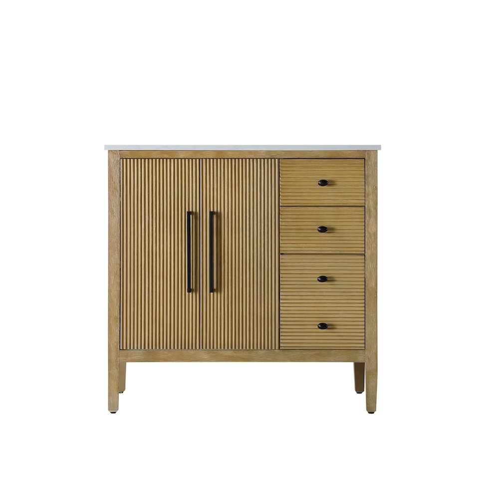 36 inch Single Bathroom Vanity in Linen Oak. Picture 5