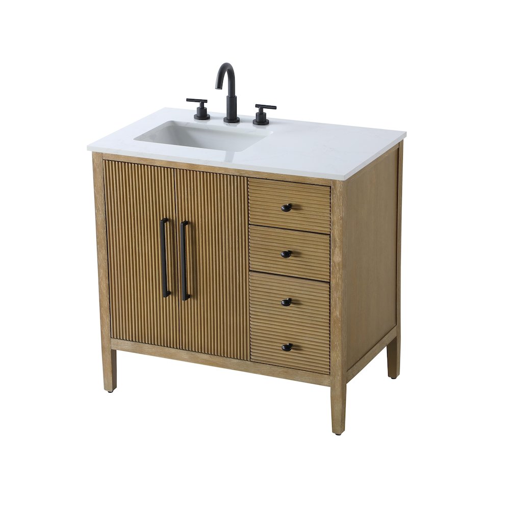 36 inch Single Bathroom Vanity in Linen Oak. Picture 6