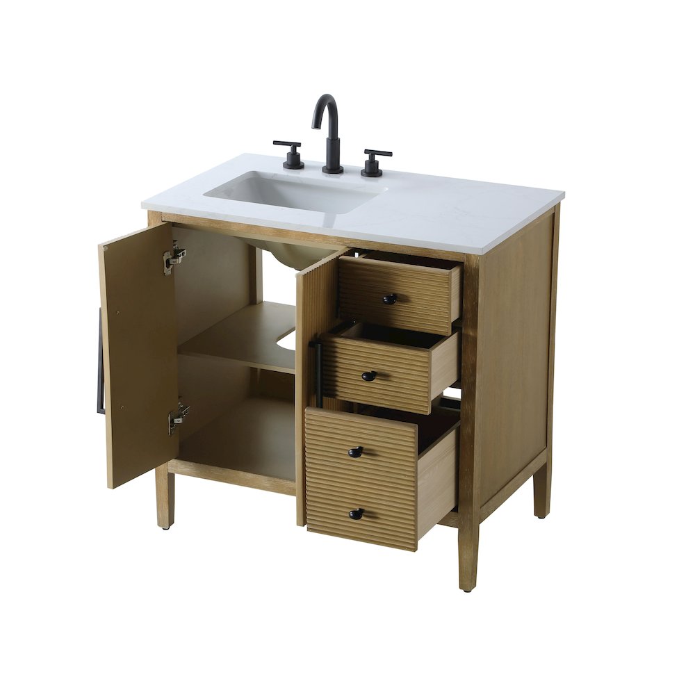 36 inch Single Bathroom Vanity in Linen Oak. Picture 7