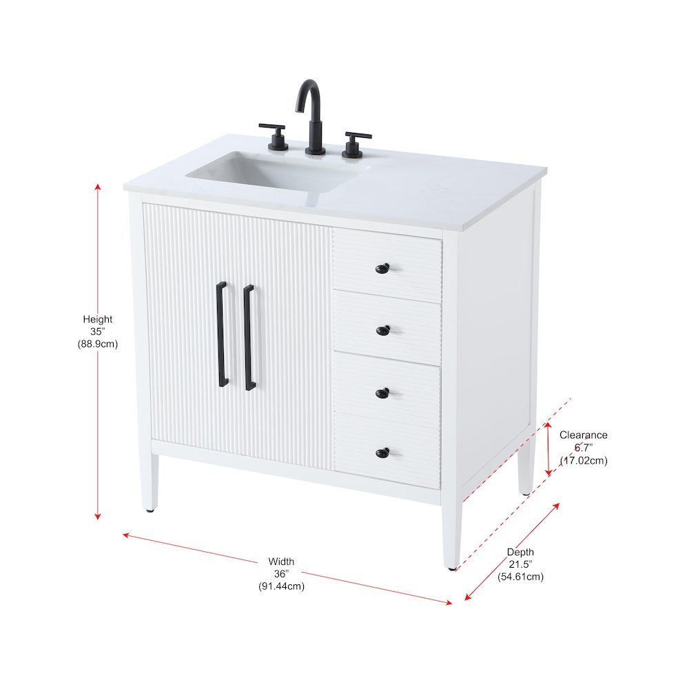 36 inch Single Bathroom Vanity in White. Picture 13
