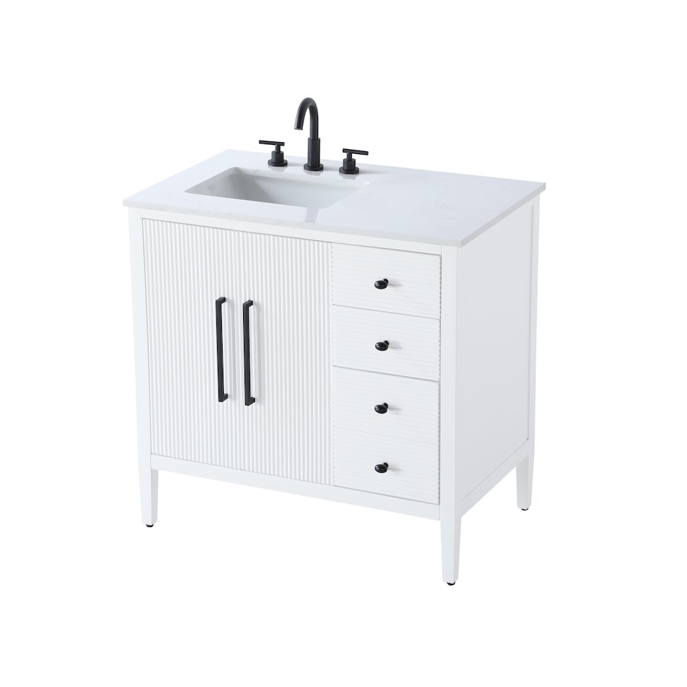 36 inch Single Bathroom Vanity in White. Picture 6