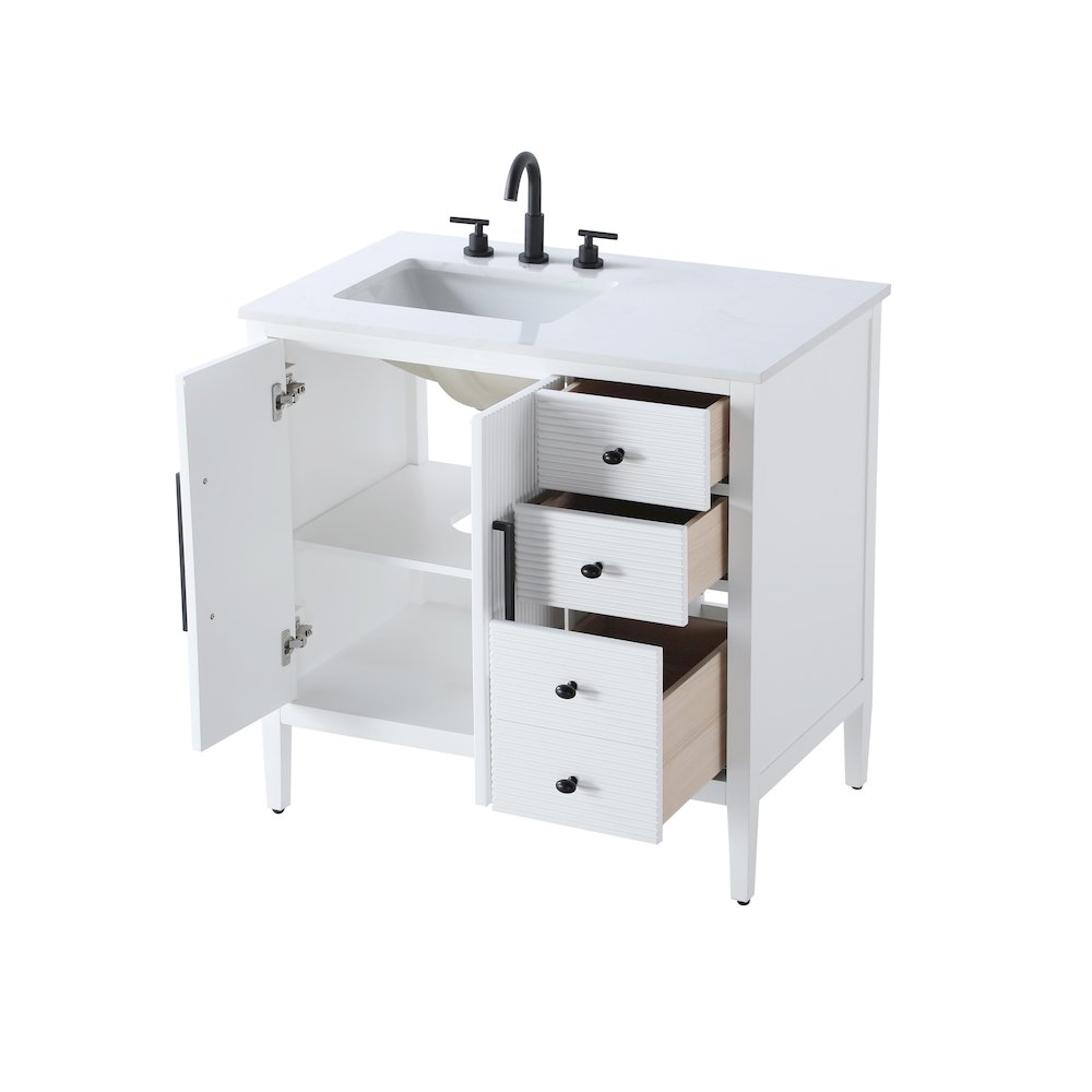 36 inch Single Bathroom Vanity in White. Picture 7