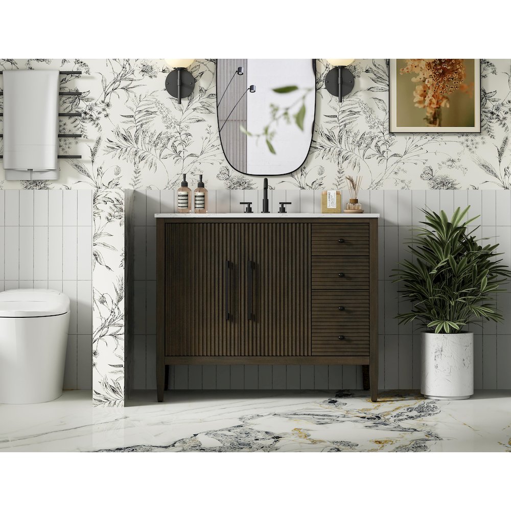 42 inch Single Bathroom Vanity in Chocolate Oak. Picture 2