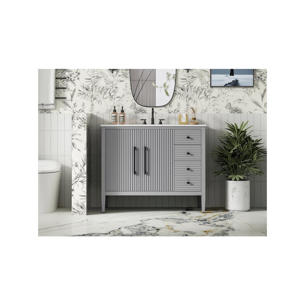 42 inch Single Bathroom Vanity in Grey. Picture 2