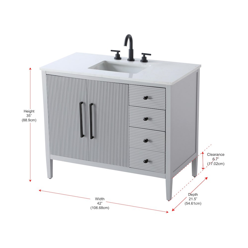 42 inch Single Bathroom Vanity in Grey. Picture 13