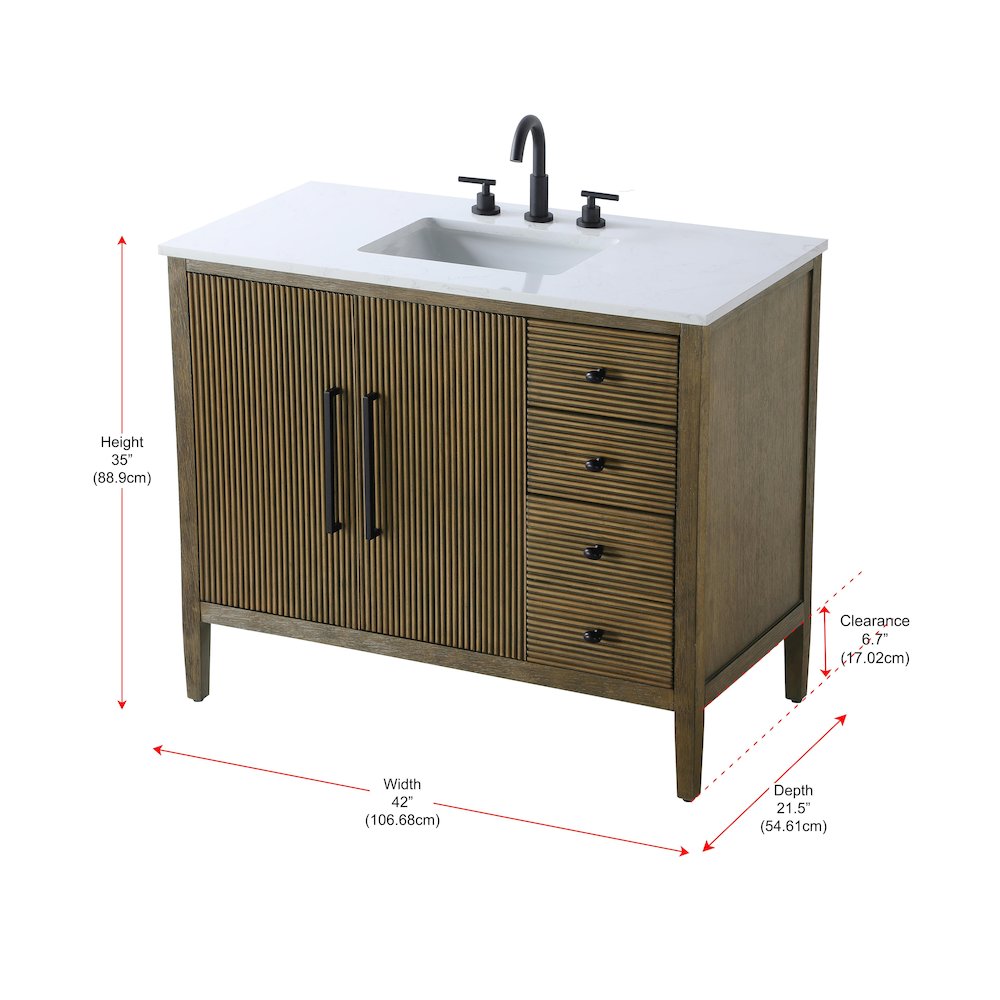 42 inch Single Bathroom Vanity in Hazel Oak. Picture 13