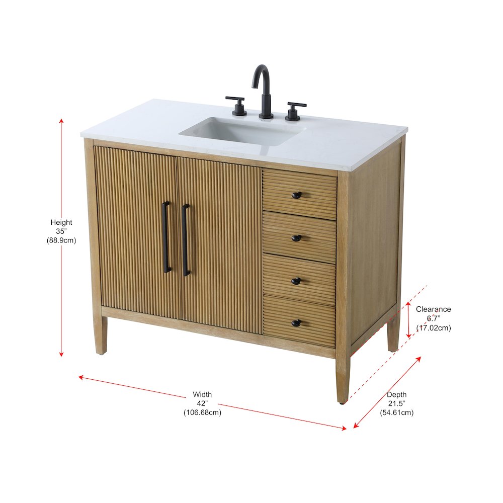 42 inch Single Bathroom Vanity in Linen Oak. Picture 13