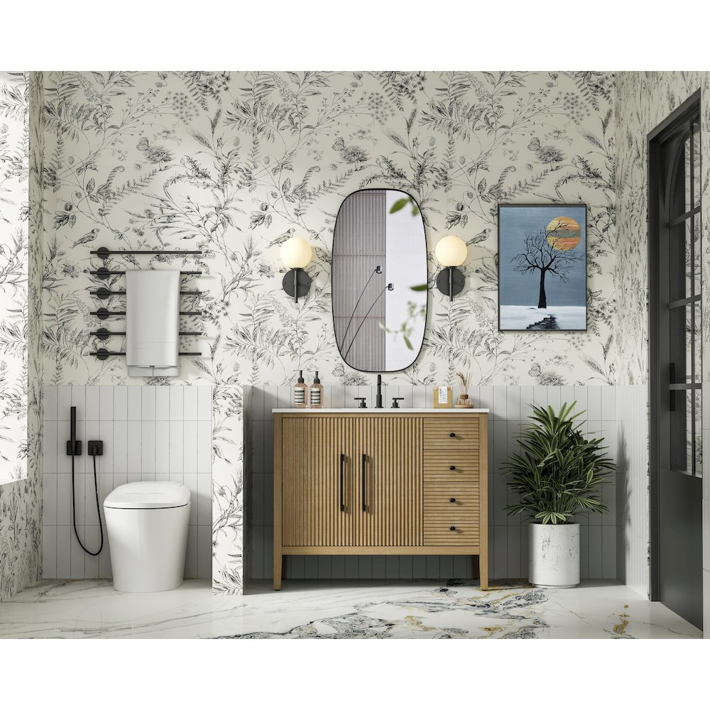 42 inch Single Bathroom Vanity in Linen Oak. Picture 4