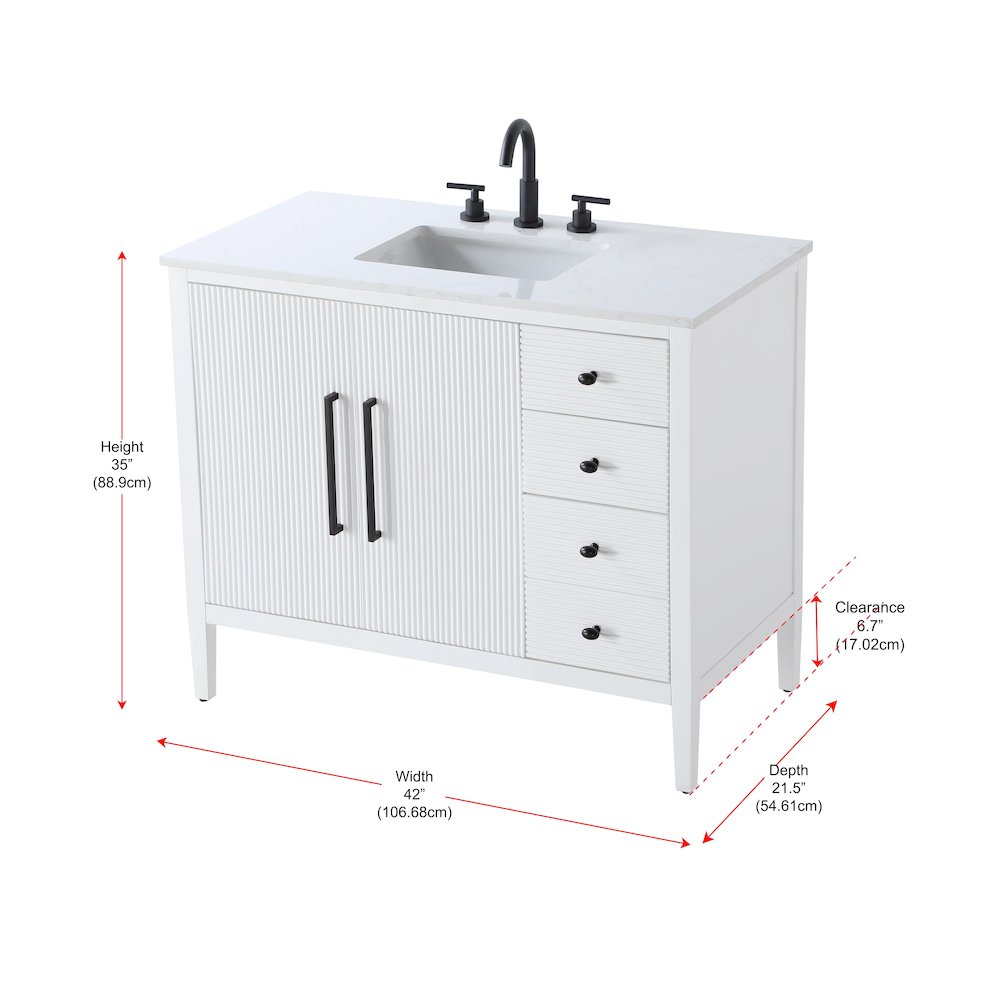 42 inch Single Bathroom Vanity in White. Picture 13