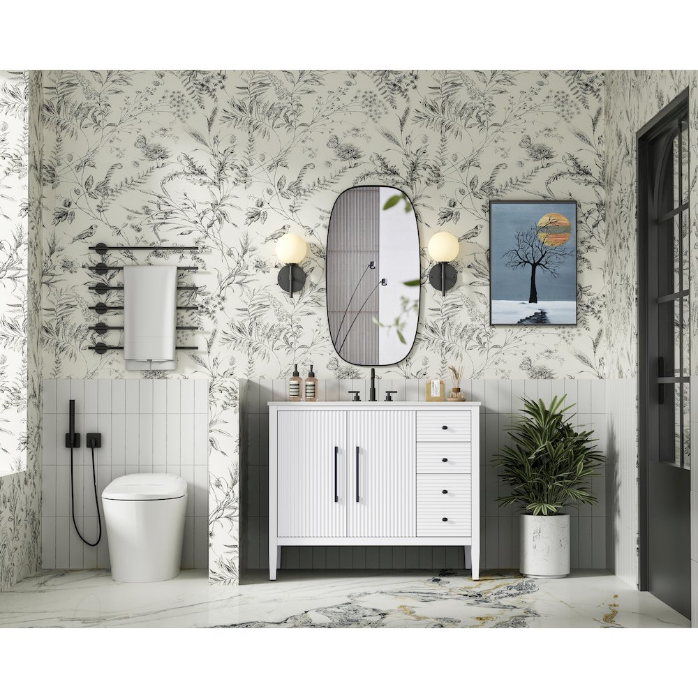 42 inch Single Bathroom Vanity in White. Picture 4