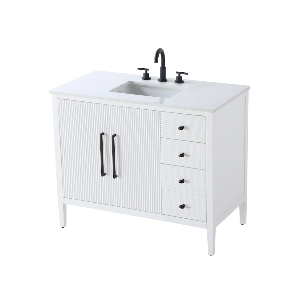42 inch Single Bathroom Vanity in White. Picture 6