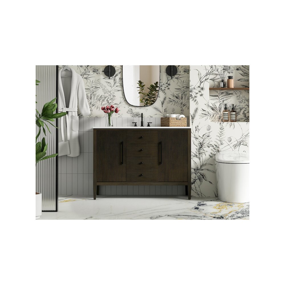 48 inch Single Bathroom Vanity in Chocolate Oak. Picture 2