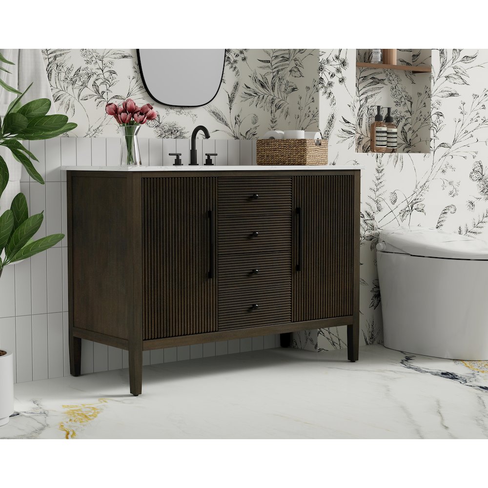 48 inch Single Bathroom Vanity in Chocolate Oak. Picture 3