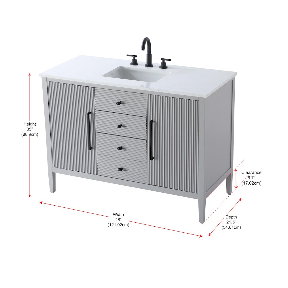 48 inch Single Bathroom Vanity in Grey. Picture 13