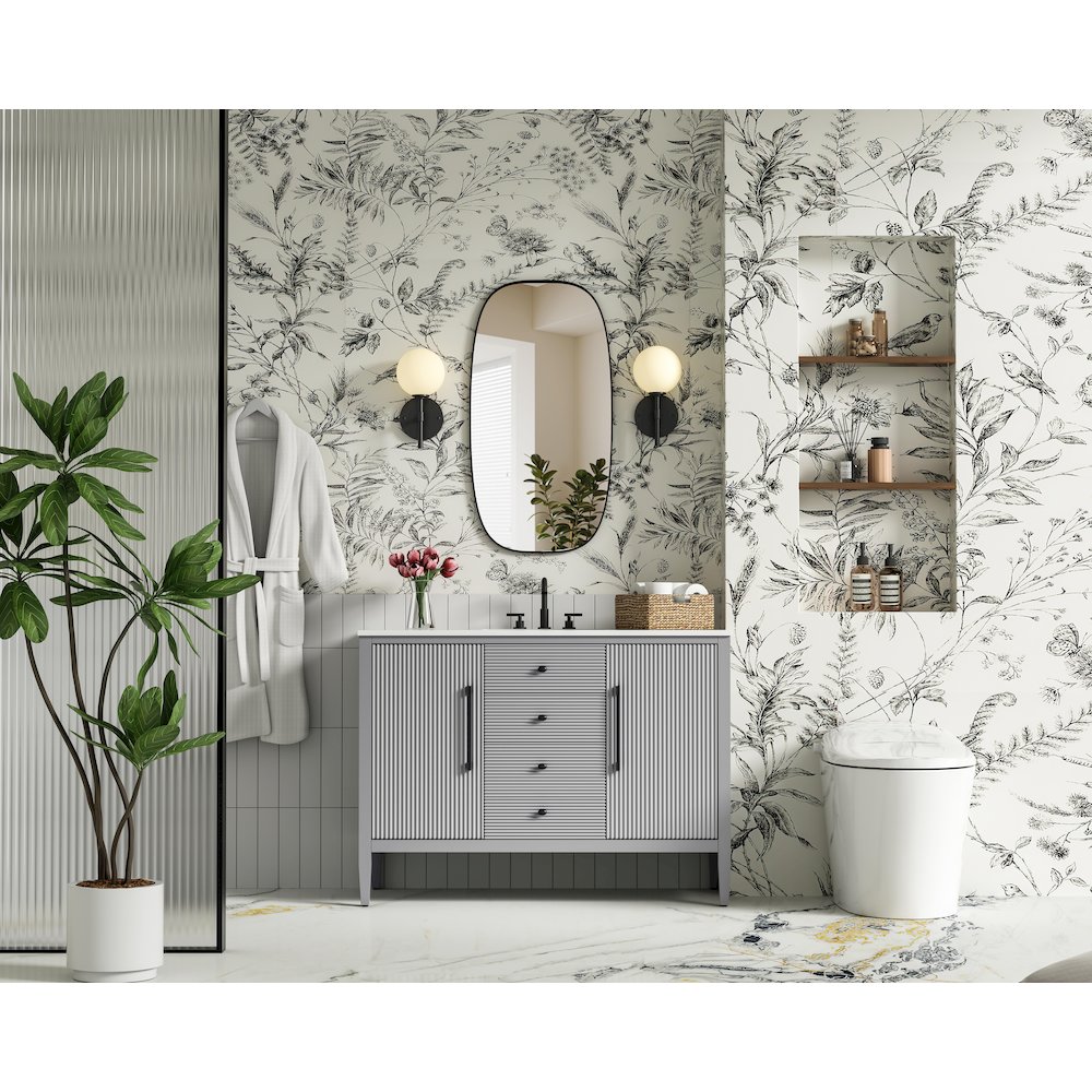 48 inch Single Bathroom Vanity in Grey. Picture 4