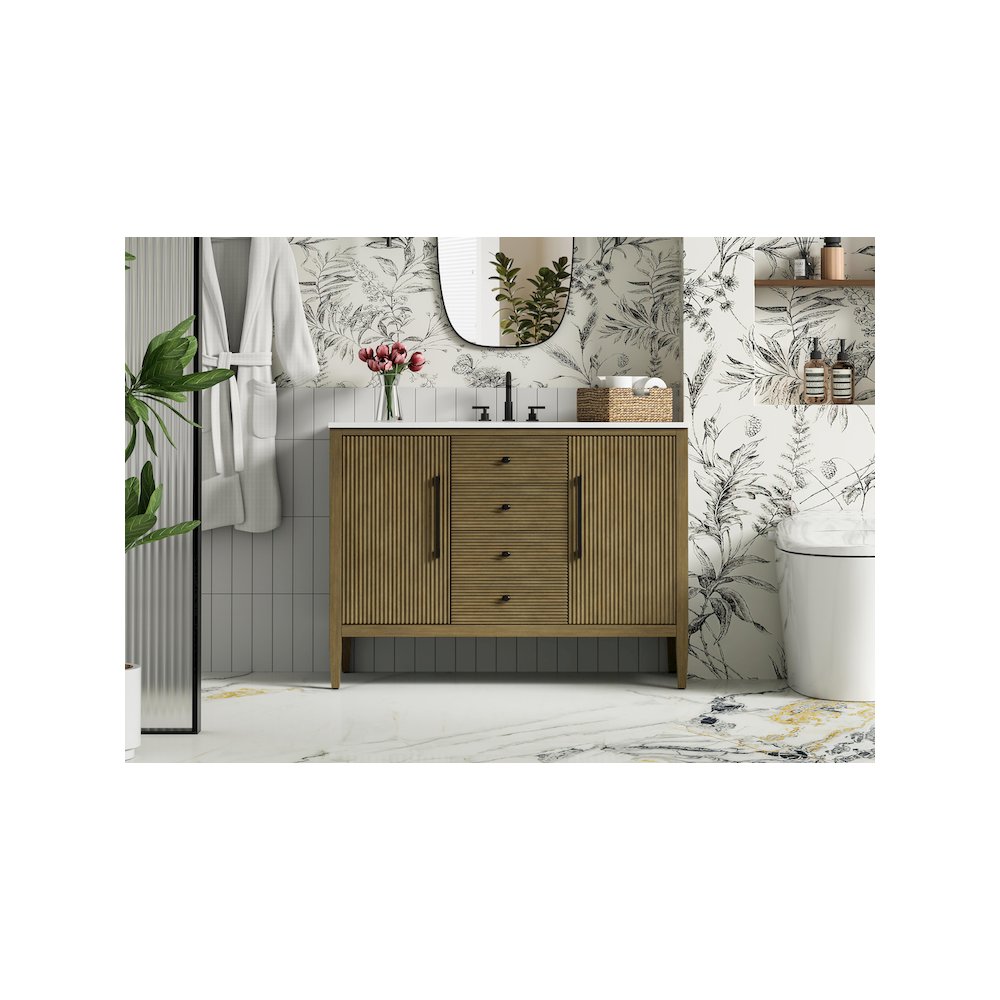 48 inch Single Bathroom Vanity in Hazel Oak. Picture 2