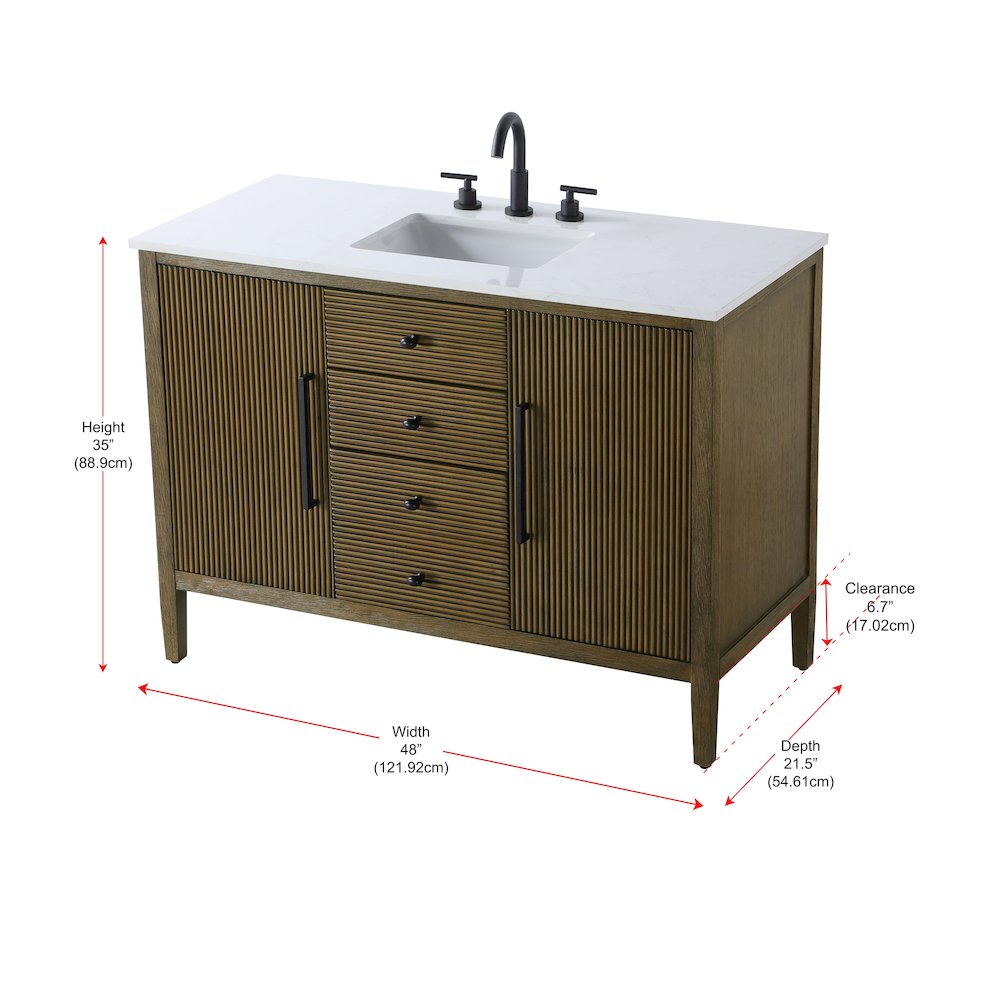 48 inch Single Bathroom Vanity in Hazel Oak. Picture 13
