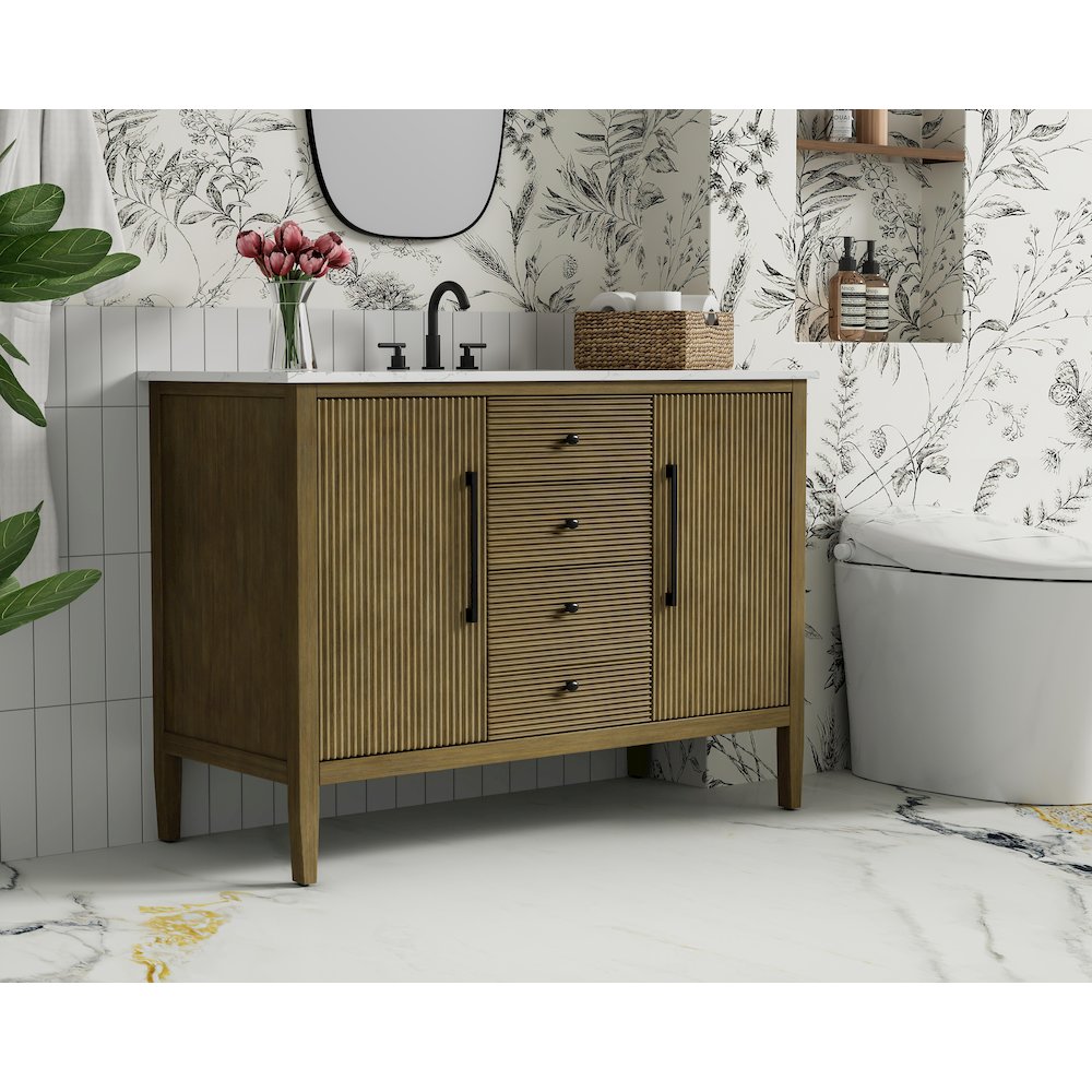 48 inch Single Bathroom Vanity in Hazel Oak. Picture 3