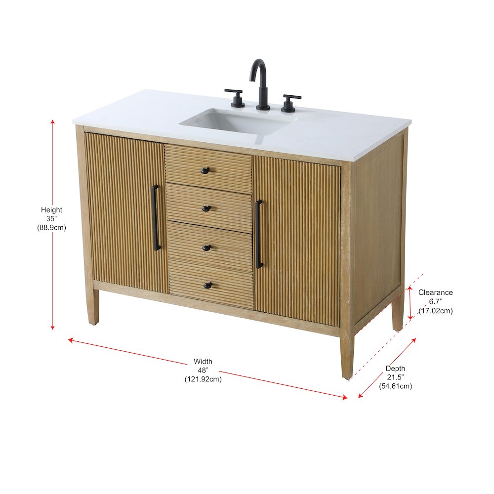 48 inch Single Bathroom Vanity in Linen Oak. Picture 13