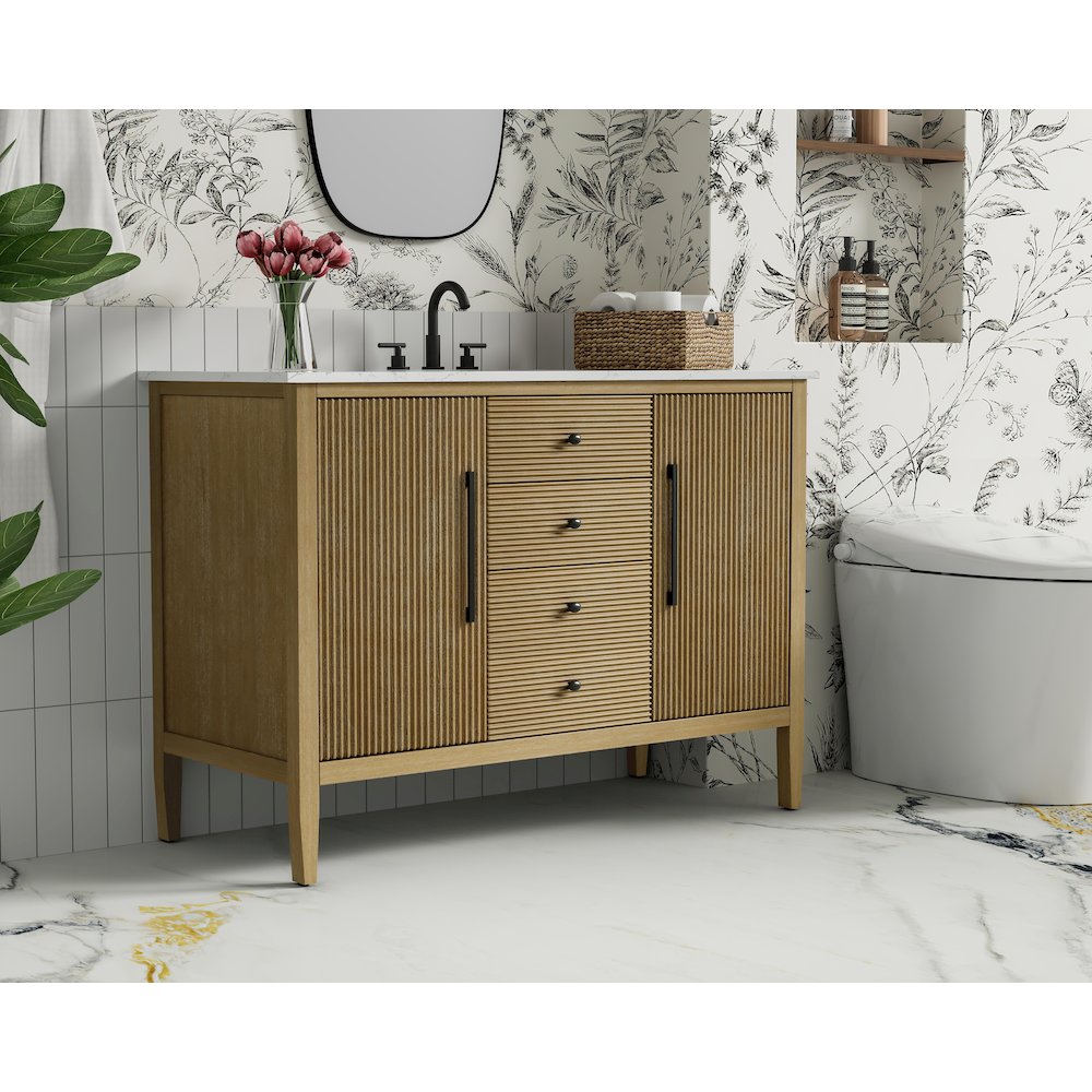 48 inch Single Bathroom Vanity in Linen Oak. Picture 3