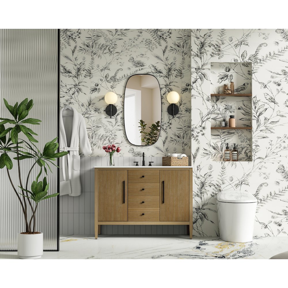 48 inch Single Bathroom Vanity in Linen Oak. Picture 4