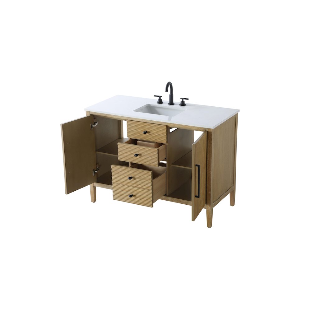 48 inch Single Bathroom Vanity in Linen Oak. Picture 7