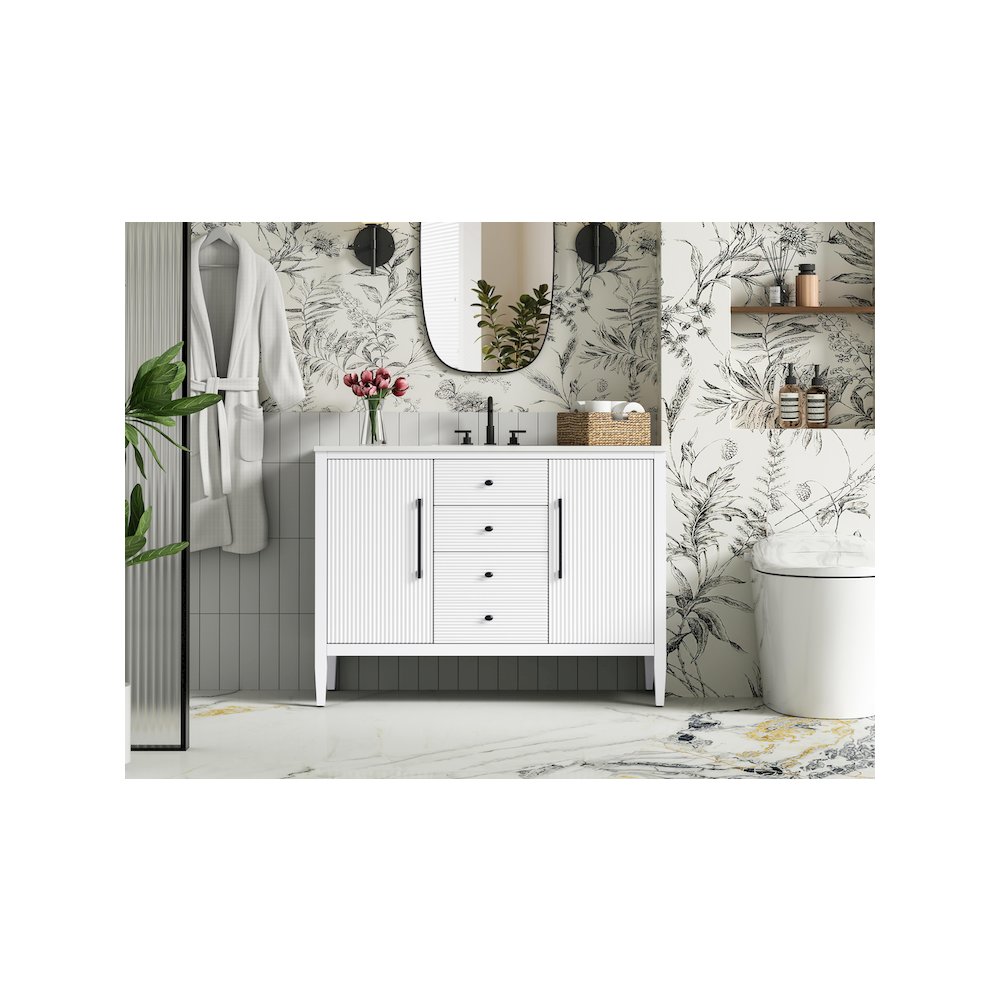 48 inch Single Bathroom Vanity in White. Picture 2