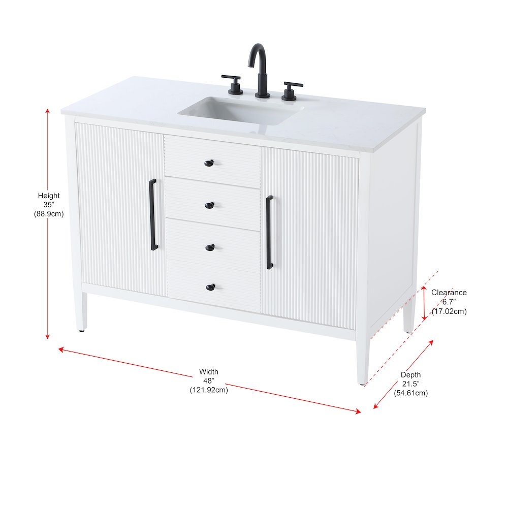 48 inch Single Bathroom Vanity in White. Picture 13