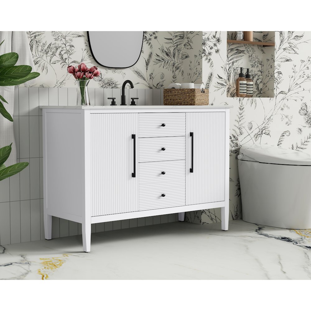 48 inch Single Bathroom Vanity in White. Picture 3