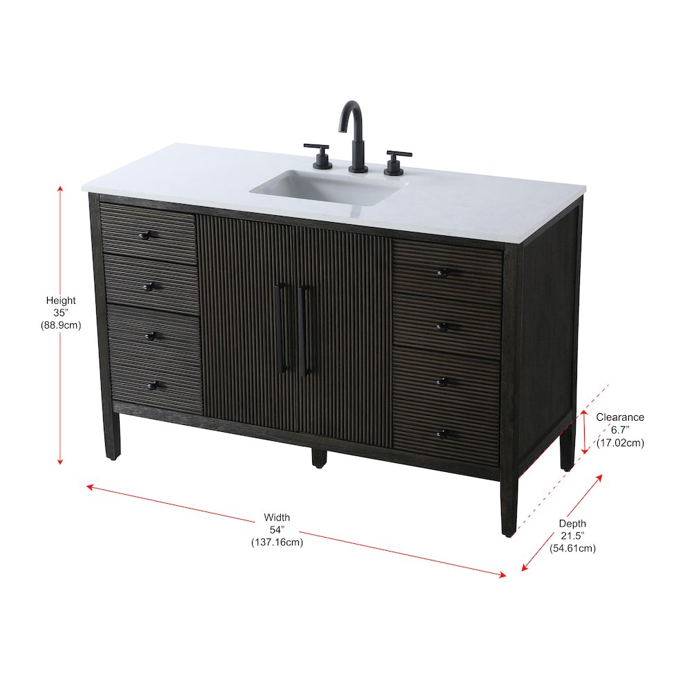 54 inch Single Bathroom Vanity inChocolate Oak. Picture 13