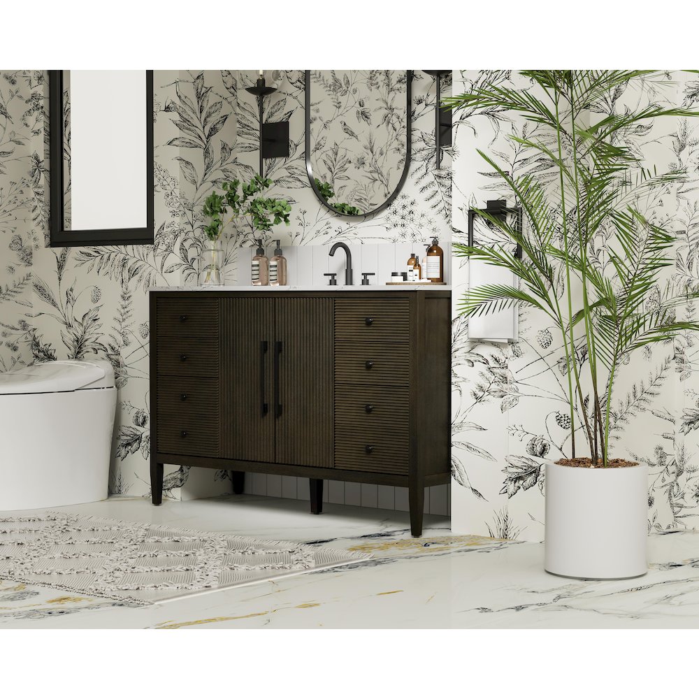 54 inch Single Bathroom Vanity inChocolate Oak. Picture 3