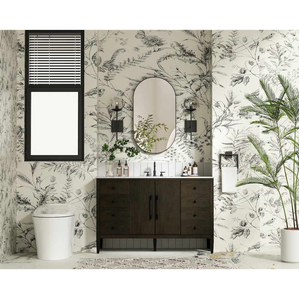 54 inch Single Bathroom Vanity inChocolate Oak. Picture 4