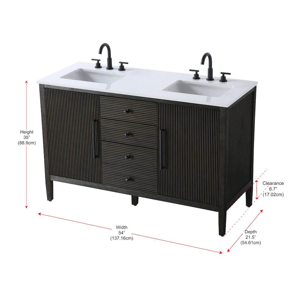 54 inch Double Bathroom Vanity inChocolate Oak. Picture 13