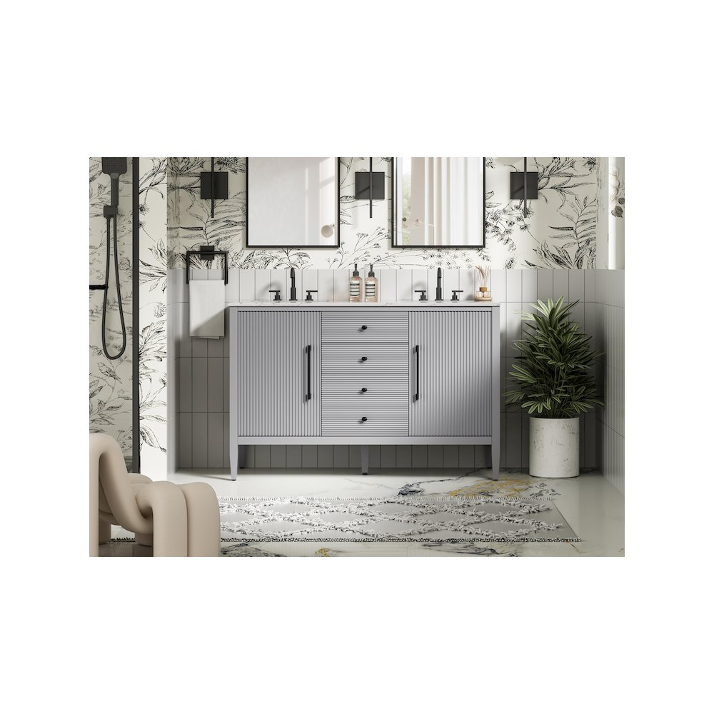 54 inch Double Bathroom Vanity in Grey. Picture 2